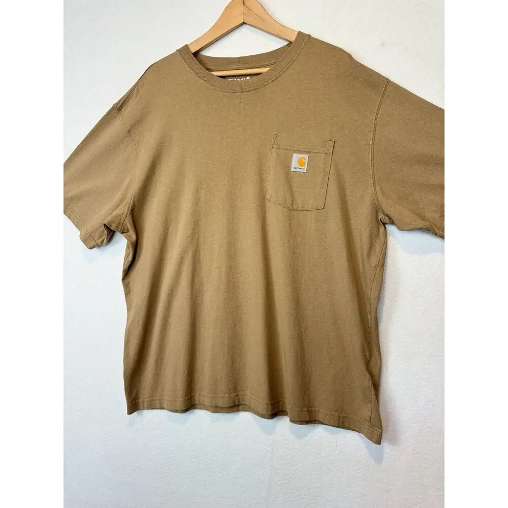 Carhartt T Shirt‎ Short Sleeve Crew Neck Men Size Large Original Fit Loose Beige - Picture 3 of 9